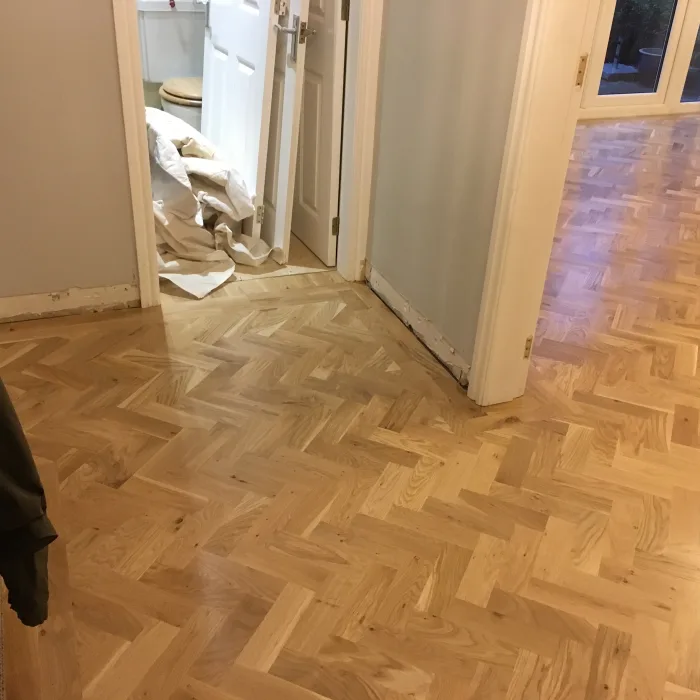 A restored wood floor in a Wigan home