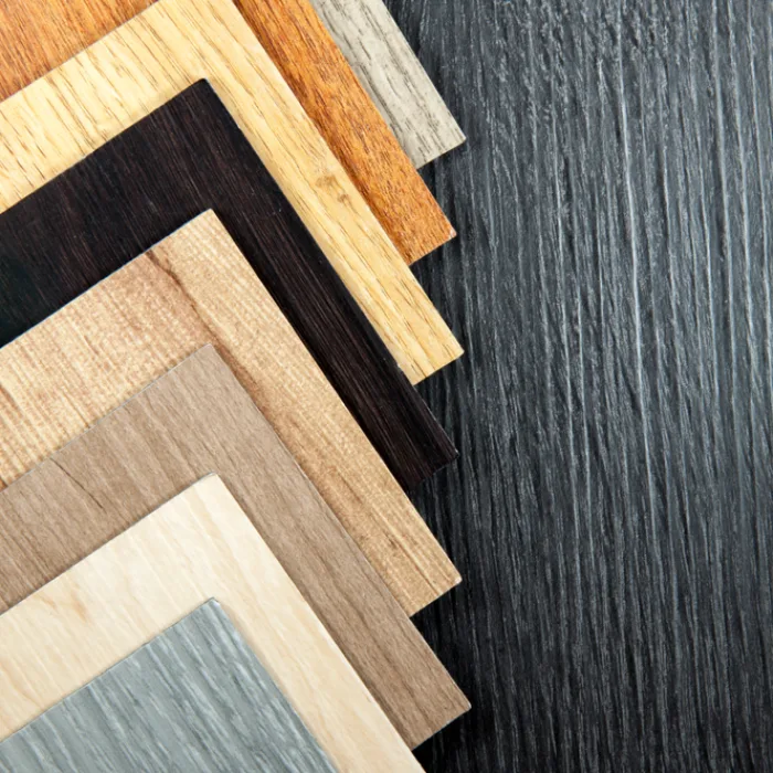 Close up of oak grain on a sample board