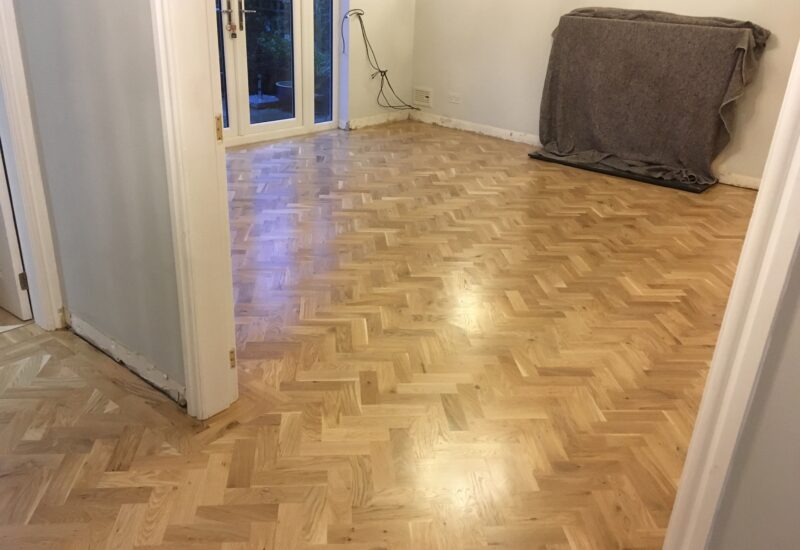 Herringbone parquet, sanded and sealed