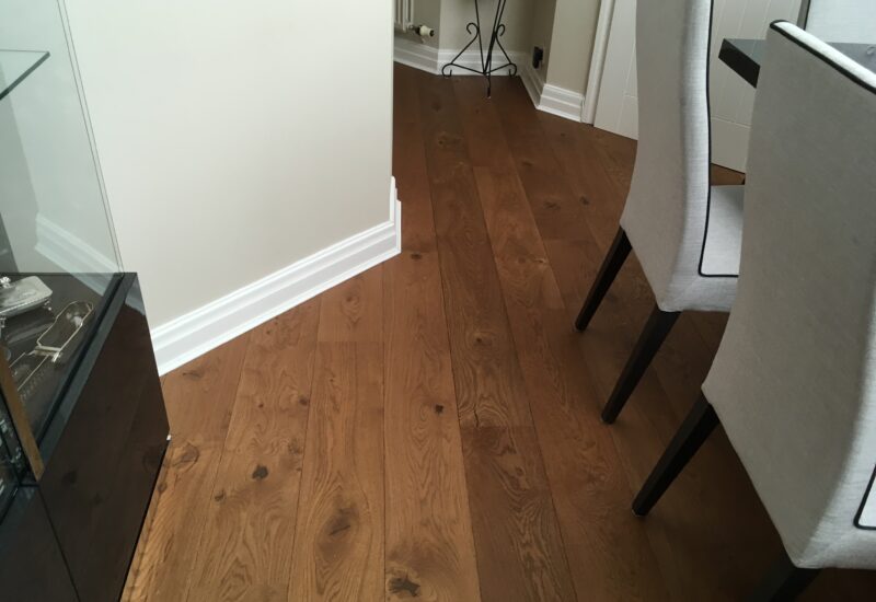 Wide-plank engineered oak, open-plan