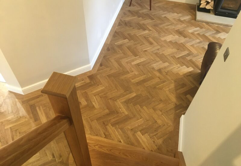 Walnut-toned herringbone, dining room